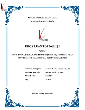 Công tác xã hội cá nhân trong việc hỗ trợ cho bệnh nhân mắc bệnh suy thận mạn tại bệnh viện bạch mai