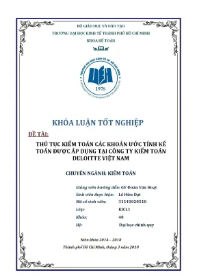 Khóa luận tốt nghiệp kiểm toán thủ tục kiểm toán các khoản ước tính kế toán được áp dụng tại công ty kiểm toán deloitte việt nam