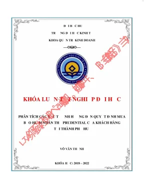 Phân tích các yếu tố ảnh hưởng đến quyết định mua bảo hiểm nhân thọ prudential của khách hàng tại thành phố huế