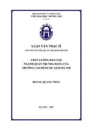 Chất lượng đào tạo ngành quản trị nhà hàng của trường cao đẳng du lịch hà nội