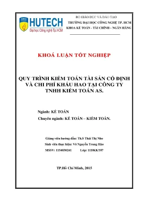 Khóa luận tốt nghiệp quy trình kiểm toán tài sản cố định và chi phí khấu hao tại công ty tnhh kiểm toán as 1 94