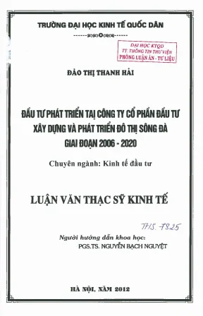 Đầu tư phát triển tại công ty cổ phần đầu tư xây dựng và phát triển sông đà giai đoạn 2006 2020