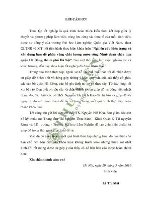 Nghiên cứu hiện trạng và xây dựng bản đồ phân vùng chất lƣợng nƣớc sông nhuệ đoạn chảy qua quận hà đông thành phố hà nội