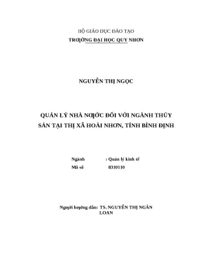 0414 quản lý nhà nước đối với ngành thủy sản tại thị xã hoài nhơn tỉnh bình định luận văn tốt nghiệp