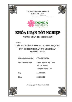 Nâng cao chất lượng dịch vụ bộ phận lễ tân khách sạn