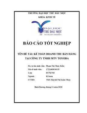 Khóa luận tốt nghiệp kế toán doanh thu bán hàng tại công ty tnhh mtv toyoda
