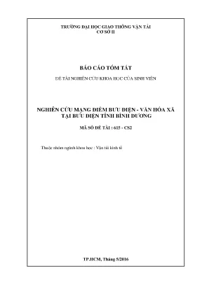 Nghiên cứu mạng điểm bưu điện văn hóa xã tại bưu điện tỉnh bình dương đề tài nghiên cứu khoa học sinh viên