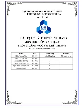 Bài tập 2 lý thuyết về data môn học công nghệ 4 0 trong lãnh vực cơ khí