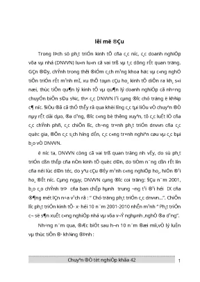 Luận văn tốt nghiệp hoàn thiện một số chính sách cơ bản nhằm phát triển dnvvn ở việt nam