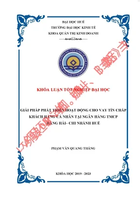 Giải pháp phát triển hoạt động cho vay tín chấp khách hàng cá nhân tại ngân hàng tmcp hàng hải chi nhánh huế