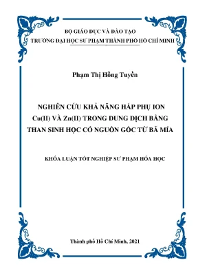 Nghiên cứu khả năng hấp phụ ion cu ii và zn ii trong dung dịch bằng than sinh học có nguồn gốc từ bã mía
