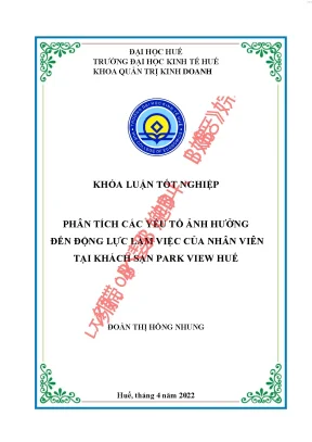 Phân tích các yếu tố ảnh hưởng đến động lực làm việc của nhân viên tại khách sạn park view huế
