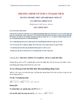Phương trình vô tỷ đưa về dạng tích