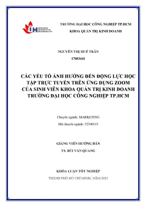 Các yếu tố ảnh hưởng đến động lực học tập trực tuyến trên ứng dụng zoom của sinh viên khoa quản trị kinh doanh trường đại học công nghiệp thành phố hồ chí minh
