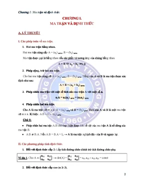 Bài tập toán cao cấp 1 trường đại học thương mại có lời giải