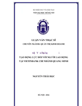 Tạo động lực đối với người lao động tại viettinbank chi nhánh quang minh