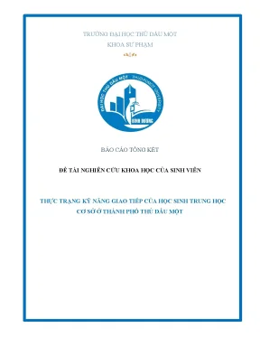 Đề tài nghiên cứu khoa học của sinh viên thực trạng kỹ năng giao tiếp của học sinh trung họccơ sở ở thành phố thủ dầu một