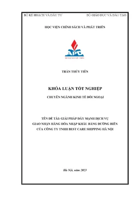 Khoá luận tốt nghiệp chuyên ngành kinh tế đối ngoại giải pháp đẩy mạnh dịch vụ giao nhận hàng hóa nhập khẩu bằng đường biển của công ty tnhh best care shipping hà nội