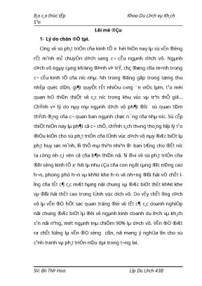Luận văn tốt nghiệp nâng cao chất lượng dịch vụ trong kinh doanh lưu trú tại khách sạn kim liên