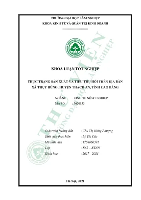 Thực trạng sản xuất và tiêu thụ hồi trên đại bàn xã thụy hùng huyện thạch an tinh cao bằng