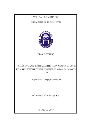 Nghiên cứu quy trình kiểm thử phần mềm và áp dụng kiểm thử website quản lý bán hàng sapo của công ty dkt