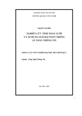 Khóa luận nghiên cứu tính toán lưới và áp dụng giải bài toán trong an toàn thông tin