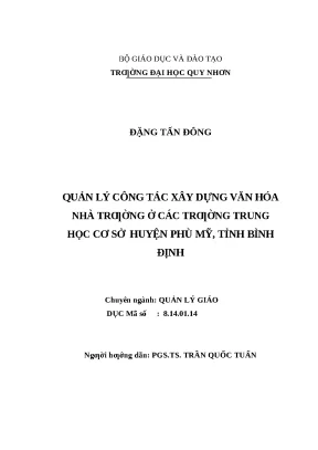 0504 quản lý công tác xây dựng văn hóa nhà trường ở các trường trung học cơ sở huyện phù mỹ tỉnh bình định luận văn tốt nghiệp