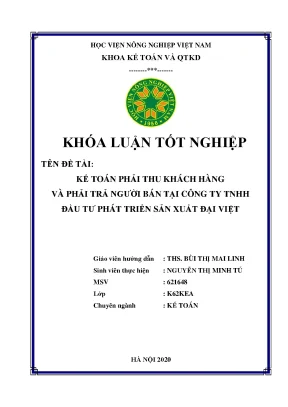 Kế toán phải thu khách hàng và phải trả người bán tại công ty tnhh đầu tư phát triển sản xuất tại đại việt