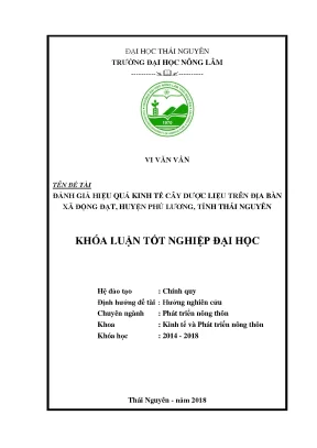 Khóa luận tốt nghiệp đánh giá hiệu quả kinh tế cây dược liệu trên địa bàn xã động đạt huyện phú lương tỉnh thái nguyên