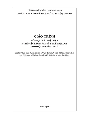 Giáo trình kỹ thuật điện nghề sửa chữa vận hành thiết bị lạnh trình độ cao đẳng
