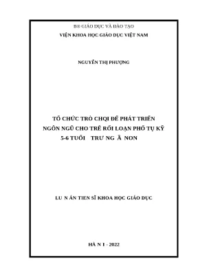Luận án tổ chức trò chơi ðể phát triển ngôn ngũ cho trẽ rối loạn phổ tựkỹ 56 tuổi trường mầm non