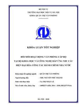 Đổi mới công tác văn phòng cấp bộ tại bộ khoa học và công nghệ đáp ứng nhu cầu hiện đại hóa công tác hành chính nhà nước