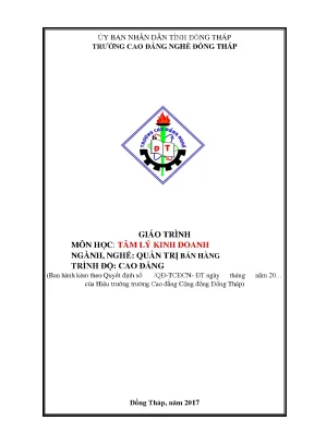 Giáo trình tâm lý kinh doanh nghề quản trị bán hàng cao đẳng trường cao đẳng nghề đồng tháp