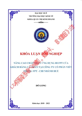 Nâng cao chấp nhận ứng dụng hifpt của khách hàng cá nhân tại công ty cổ phần viễn thông fpt chi nhánh huế