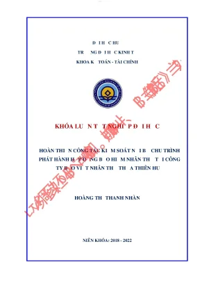 Hoàn thiện công tác kiểm soát nội bộ chu trình phát hành bảo hiểm nhân thọ tại công ty bảo việt nhân thọ thừa thiên huế