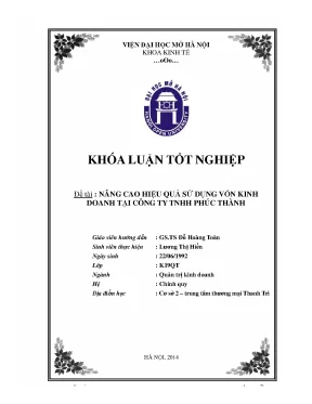 Nâng cao hiêuj quả sửu dụng vốn kinh doanh tại công ty tnhh phúc thành