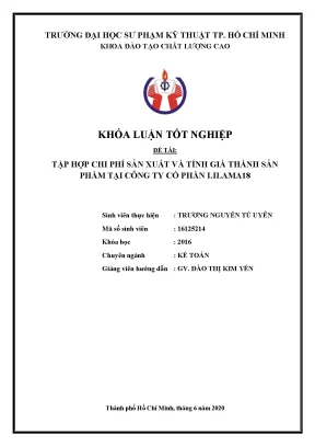 Khóa luận tốt nghiệp tập hợp chi phí sản xuất và tính toán giá thành sản phẩm tại công ty cổ phần lilama18