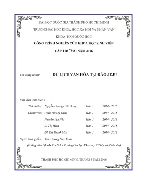 Du lịch văn hóa tại đảo jeju công trình nghiên cứu khoa học sinh viên cấp trường