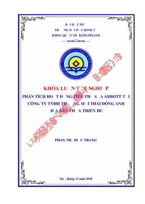 Phân tích hoạt động tiêu thụ sữa abbott tại công ty tnhh thương mại thái đông anh ở địa bàn thừa thiên huế