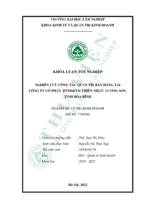Nghiên cứu công tác quản trị bán hàng tại công ty cổ phần dtxdtm thiên nhật lương sơn tỉnh hòa bình