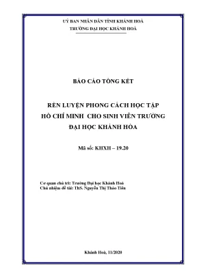 Rèn luyện phong cách học tập hồ chí minh cho sinh viên trường đại học khánh hòa