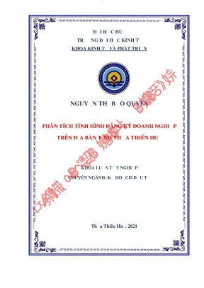 Phân tích tình hình đăng ký doanh nghiệp trên địa bàn tỉnh thừa thiên huế