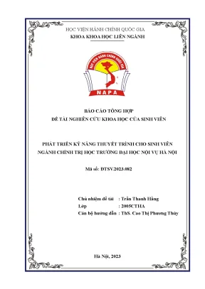 Phát triển kỹ năng thuyết trình cho sinh sinh viên ngành chính trị học trường đại học nội vụ hà nội