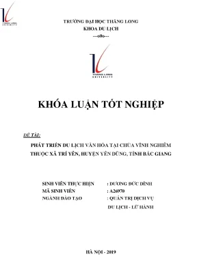 Phát triển du lịch văn hóa tại chùa vĩnh nghiêm thuộc xã trí yên huyện yên dũng tỉnh bắc giang