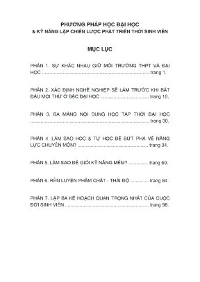 Giáo trình phương pháp học đại học và kỹ năng lập chiến lược phát triển thời sinh viên phần 1