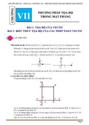 Chuyên đề phương pháp tọa độ trong mặt phẳng toán 10 cánh diều