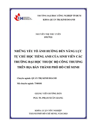 Khóa luận những yếu tố ảnh hưởng đến năng lực tự chủ học tiếng anh của sinh viên các trường đại học thuộc bộ công thương trên địa bàn thành phố hồ chí minh