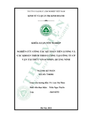 Nghiên cứu công tác kế toán tiền lương và các khoản trích theo lương tại công ty cp vận tải thủy vinacomin quảng ninh