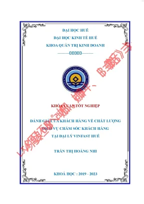 Đánh giá của khách hàng về chất lượng dịch vụ chăm sóc khách hàng tại đại lý vinfast huế