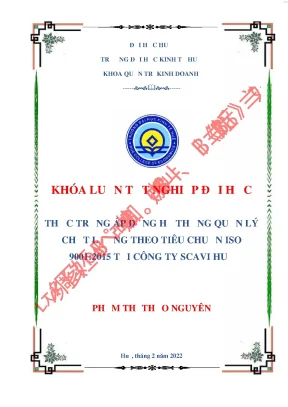 Thực trạng áp dụng hệ thống quản lý chất lượng theo tiêu chuẩn iso 9001 2015 tại công ty scavi huế
